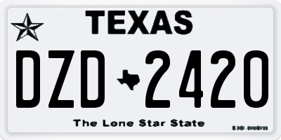 TX license plate DZD2420