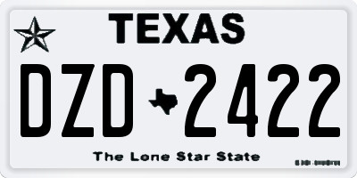 TX license plate DZD2422