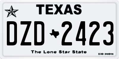 TX license plate DZD2423