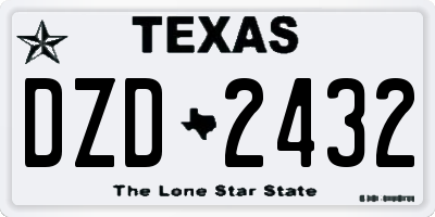 TX license plate DZD2432