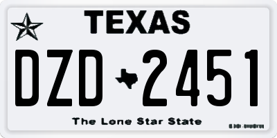 TX license plate DZD2451