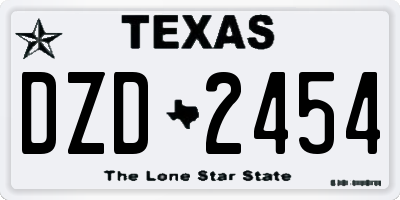 TX license plate DZD2454