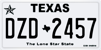 TX license plate DZD2457
