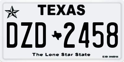 TX license plate DZD2458