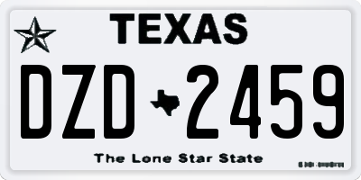TX license plate DZD2459