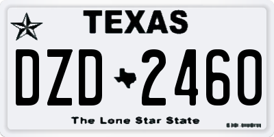 TX license plate DZD2460