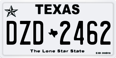 TX license plate DZD2462