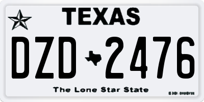 TX license plate DZD2476