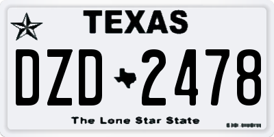 TX license plate DZD2478