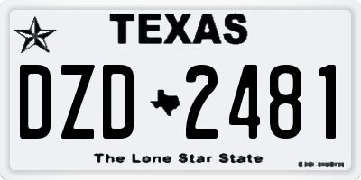 TX license plate DZD2481