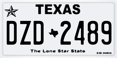 TX license plate DZD2489