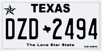 TX license plate DZD2494