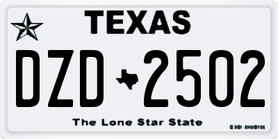 TX license plate DZD2502