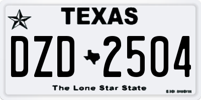 TX license plate DZD2504