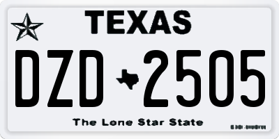 TX license plate DZD2505