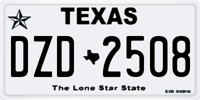 TX license plate DZD2508