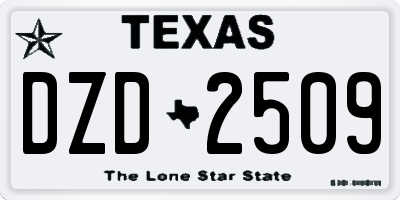 TX license plate DZD2509