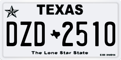 TX license plate DZD2510
