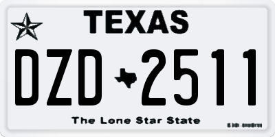 TX license plate DZD2511