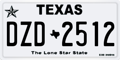 TX license plate DZD2512