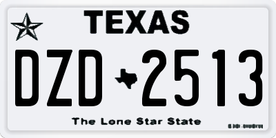 TX license plate DZD2513