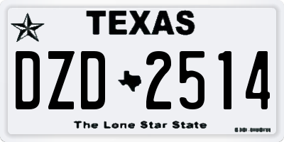 TX license plate DZD2514