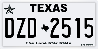 TX license plate DZD2515