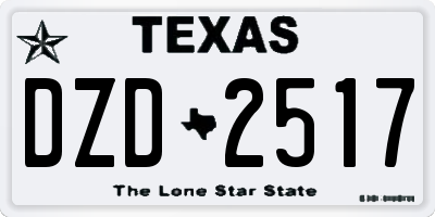 TX license plate DZD2517