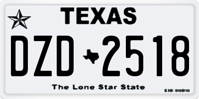 TX license plate DZD2518