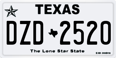 TX license plate DZD2520