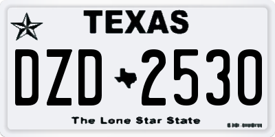 TX license plate DZD2530