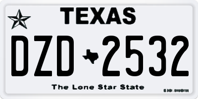 TX license plate DZD2532