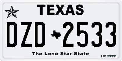 TX license plate DZD2533