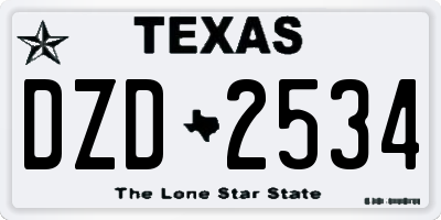 TX license plate DZD2534