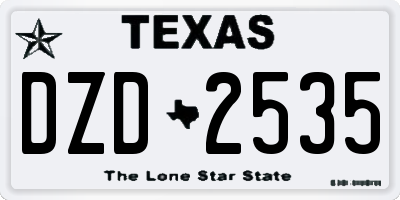 TX license plate DZD2535