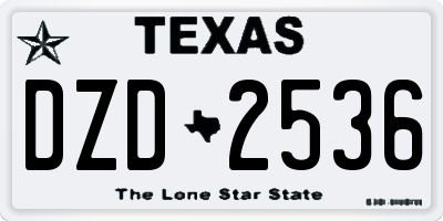 TX license plate DZD2536