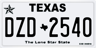 TX license plate DZD2540