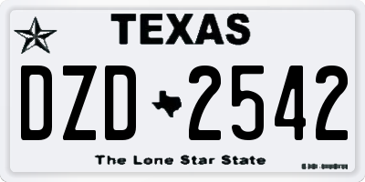 TX license plate DZD2542