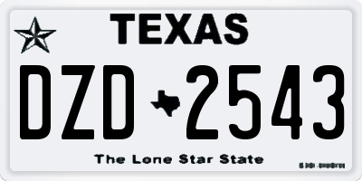 TX license plate DZD2543