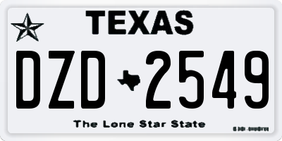 TX license plate DZD2549