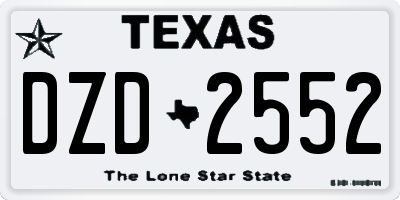TX license plate DZD2552