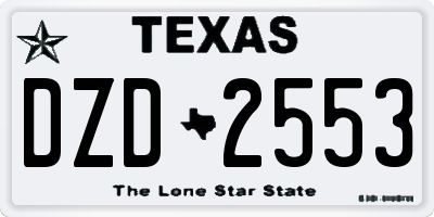 TX license plate DZD2553