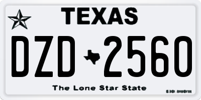 TX license plate DZD2560