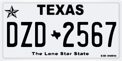 TX license plate DZD2567