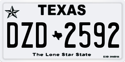 TX license plate DZD2592