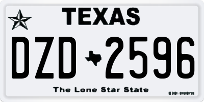 TX license plate DZD2596