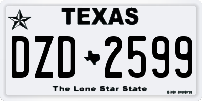 TX license plate DZD2599