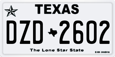 TX license plate DZD2602