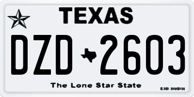 TX license plate DZD2603