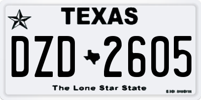 TX license plate DZD2605